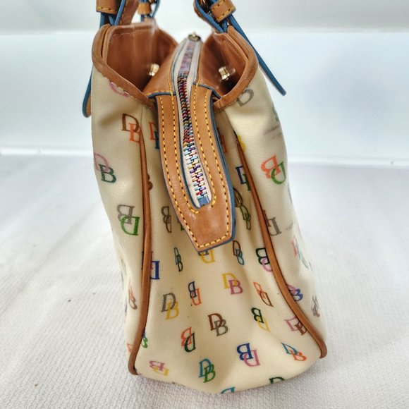 Dooney & Bourke Multi-Colored Leather-Trimmed Monogram Y2K Handle Bag w/Dust Bag - Picture 6 of 16